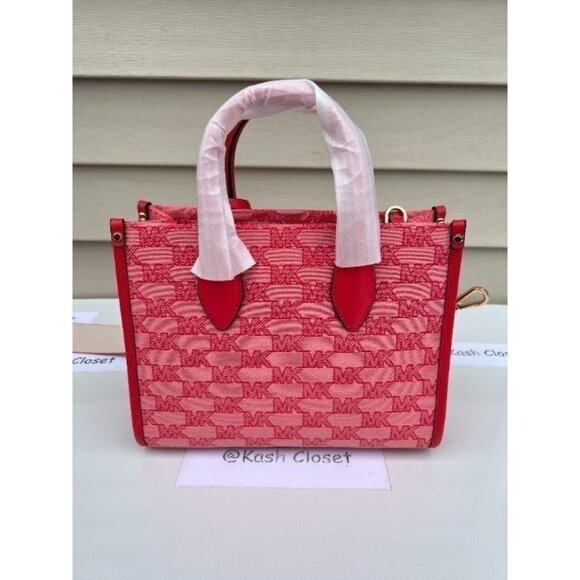 Michael Kors tote mirella small shopper top zip handbag crossbody bag Grapefruit - Picture 4 of 12